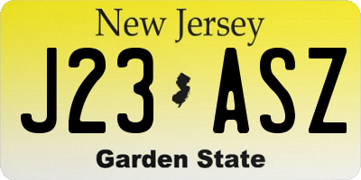 NJ license plate J23ASZ