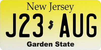 NJ license plate J23AUG