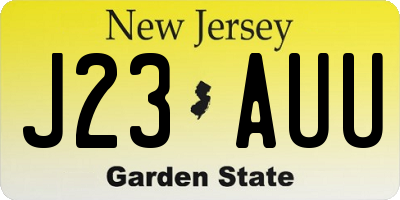 NJ license plate J23AUU