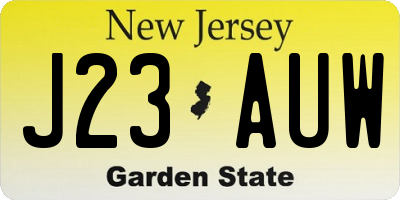 NJ license plate J23AUW