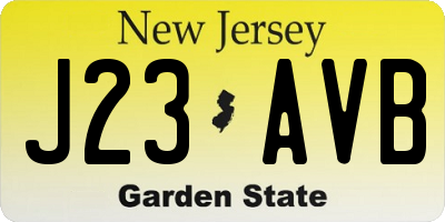 NJ license plate J23AVB