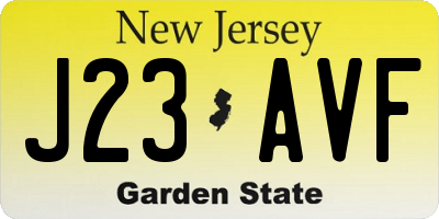 NJ license plate J23AVF