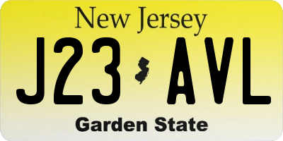 NJ license plate J23AVL