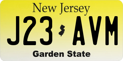 NJ license plate J23AVM
