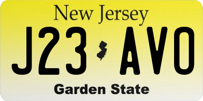 NJ license plate J23AVO