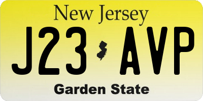 NJ license plate J23AVP