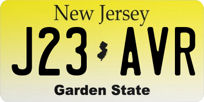NJ license plate J23AVR