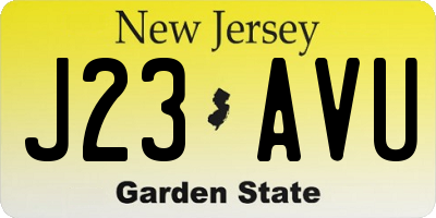 NJ license plate J23AVU