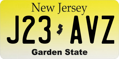 NJ license plate J23AVZ