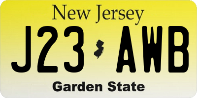 NJ license plate J23AWB