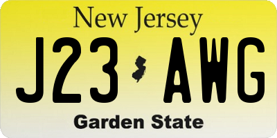 NJ license plate J23AWG