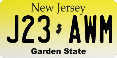 NJ license plate J23AWM