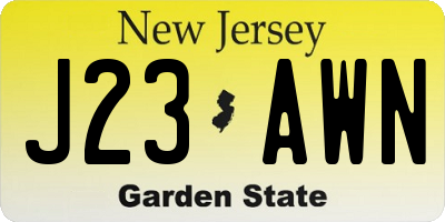NJ license plate J23AWN