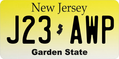 NJ license plate J23AWP