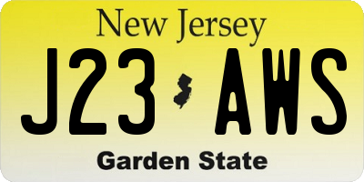 NJ license plate J23AWS