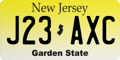 NJ license plate J23AXC