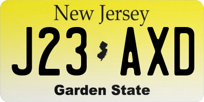 NJ license plate J23AXD
