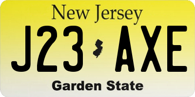 NJ license plate J23AXE