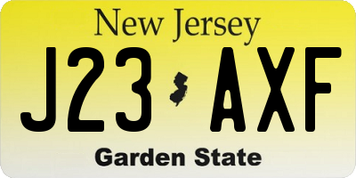 NJ license plate J23AXF