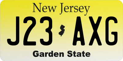 NJ license plate J23AXG