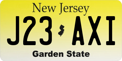 NJ license plate J23AXI