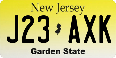 NJ license plate J23AXK