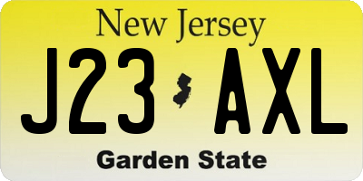 NJ license plate J23AXL