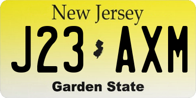 NJ license plate J23AXM