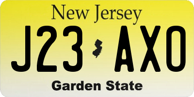 NJ license plate J23AXO