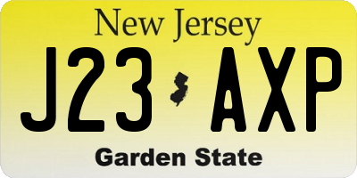 NJ license plate J23AXP