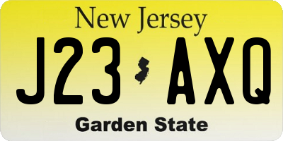 NJ license plate J23AXQ