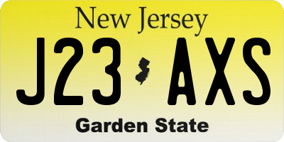 NJ license plate J23AXS