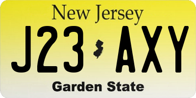 NJ license plate J23AXY