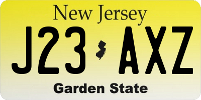 NJ license plate J23AXZ
