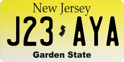 NJ license plate J23AYA