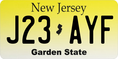 NJ license plate J23AYF
