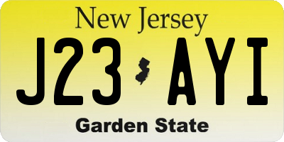 NJ license plate J23AYI