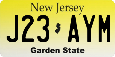 NJ license plate J23AYM