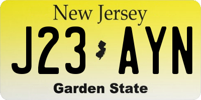 NJ license plate J23AYN