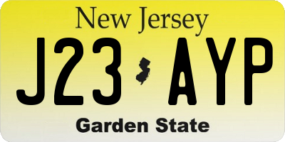 NJ license plate J23AYP