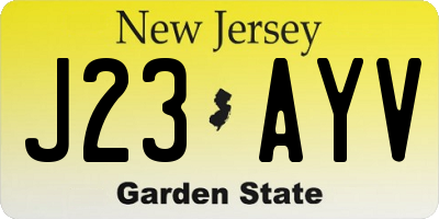 NJ license plate J23AYV