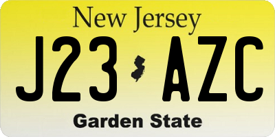 NJ license plate J23AZC