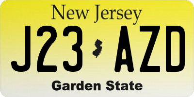 NJ license plate J23AZD