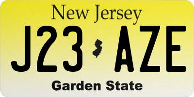 NJ license plate J23AZE