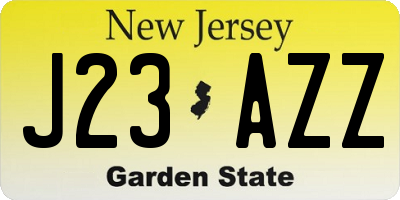 NJ license plate J23AZZ