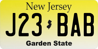 NJ license plate J23BAB