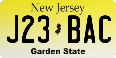 NJ license plate J23BAC