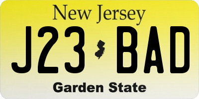 NJ license plate J23BAD