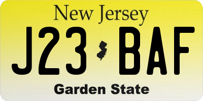 NJ license plate J23BAF