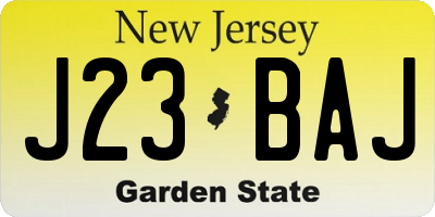 NJ license plate J23BAJ
